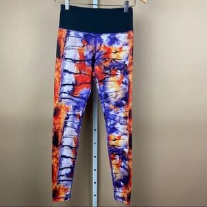 JUST LIVE Small Workout Watercolor Print Leggings Artsy Paint Boho High Waist